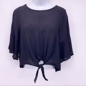 NEW American Rose Black Tie Front Top Size Small